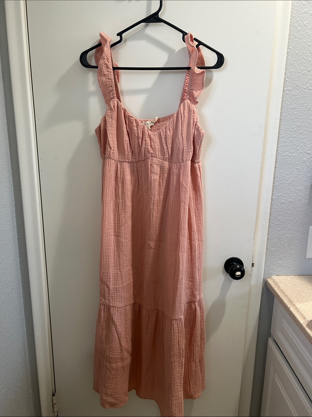 Hem & Thread Ruffle Strap Maxi Dress - Pink